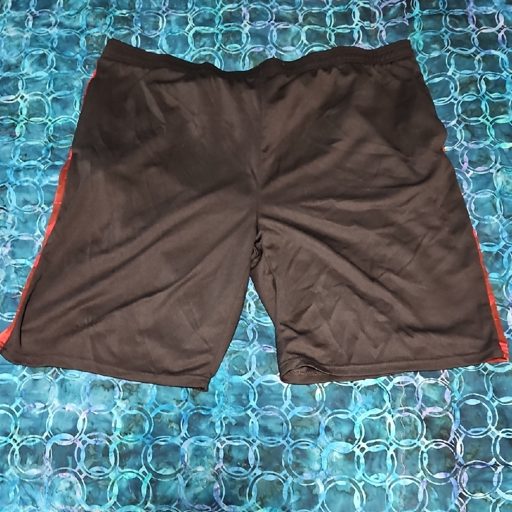 Men's Black Athletic Shorts with Red Accents Size 3XL